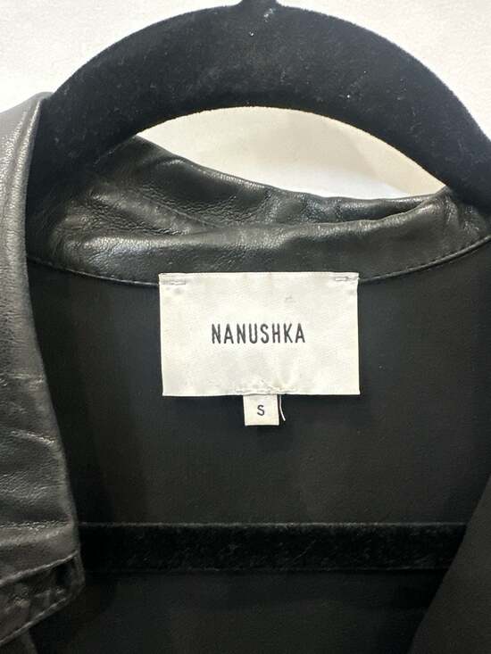 Nanushka Black Vegan Leather Belted Maya Mini Shirt Dress Size S - Picture 3 of 10